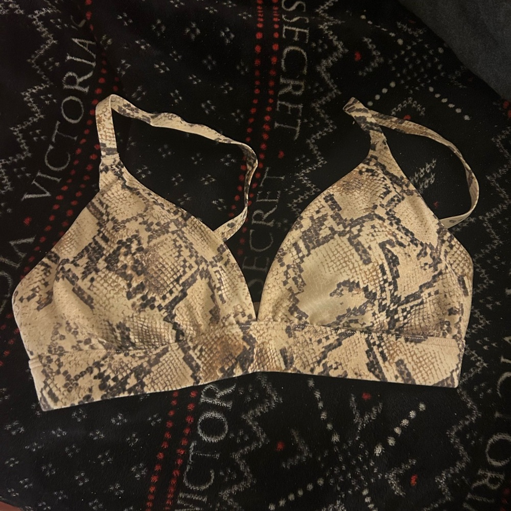 Aerie Beige Snake Print Bralette